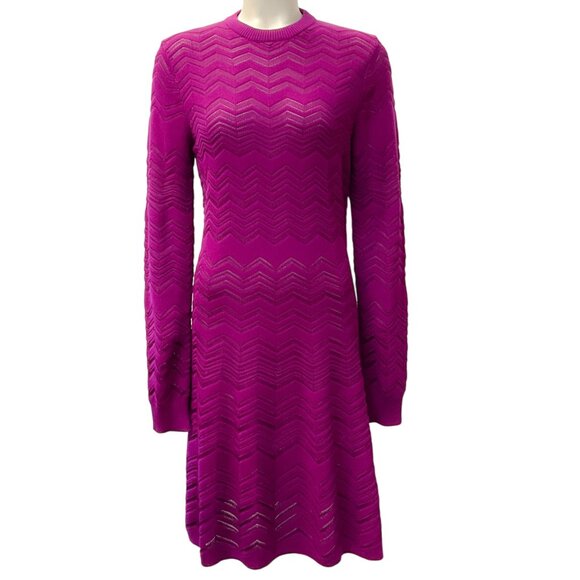 Missoni Magenta Wool Chevron Knit Dress - Picture 1 of 4